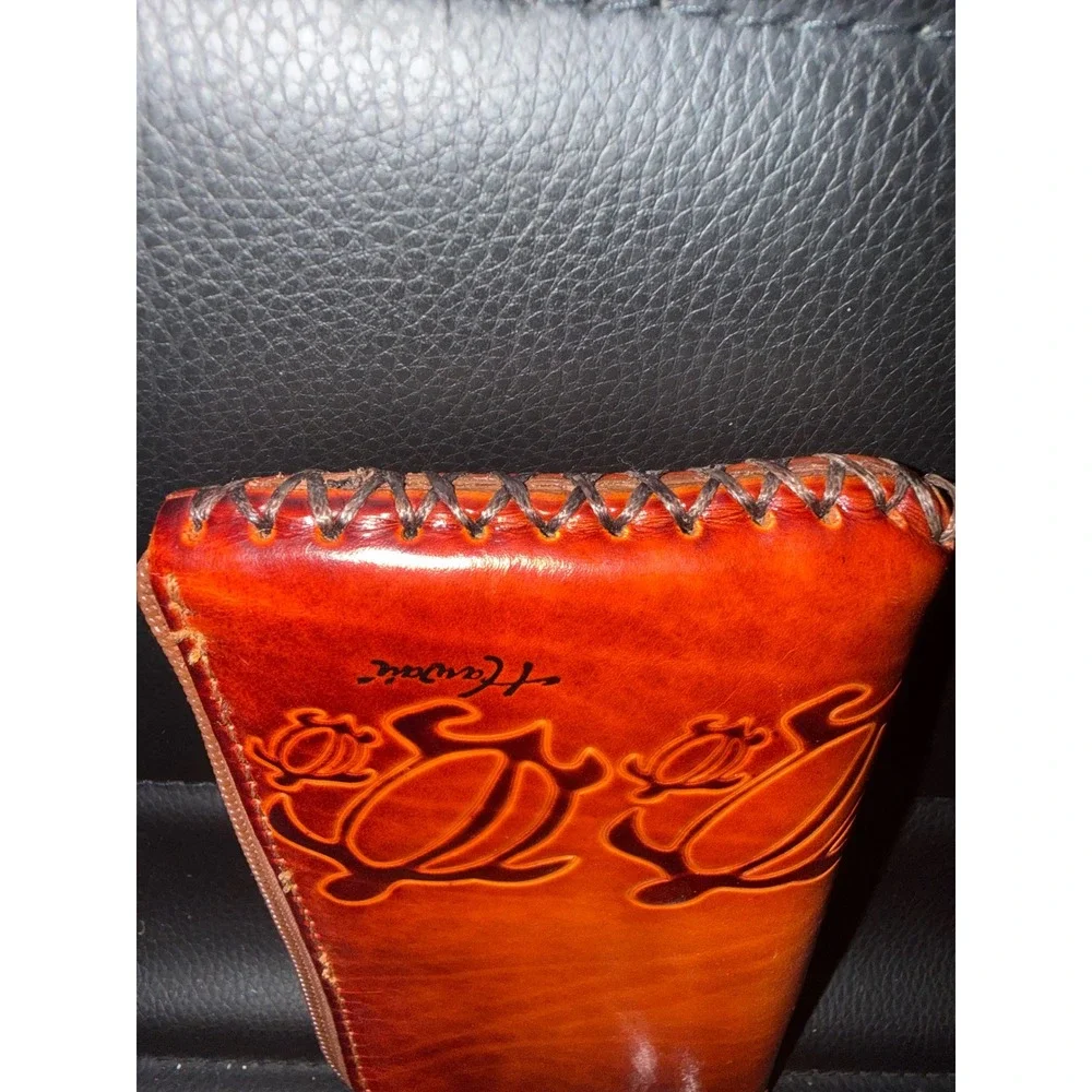 Island Leather Collection Hawaii Honu Passport Pouch, Genuine Leather Crossbody